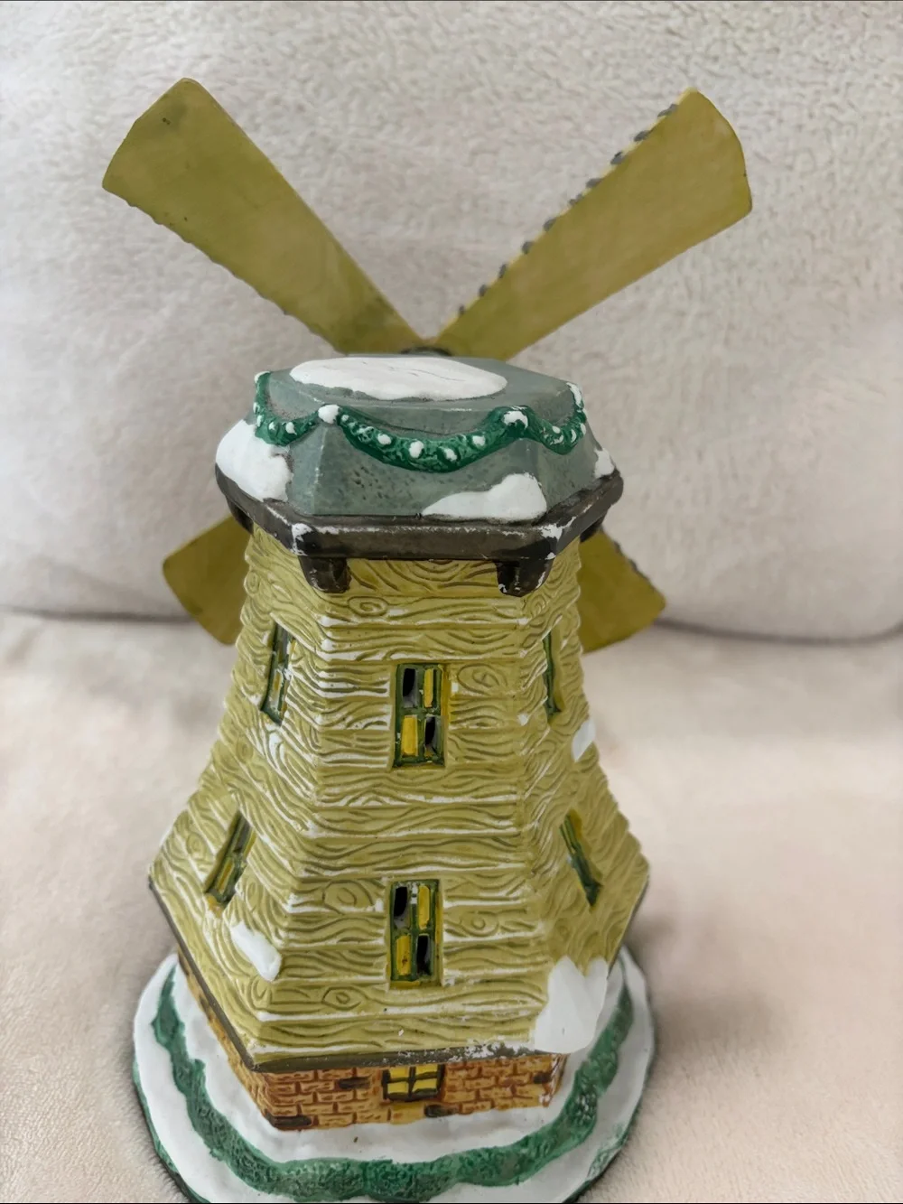 1997 Yellow & Green Holiday Windmill Tabletop Decor by Dickens Collectables